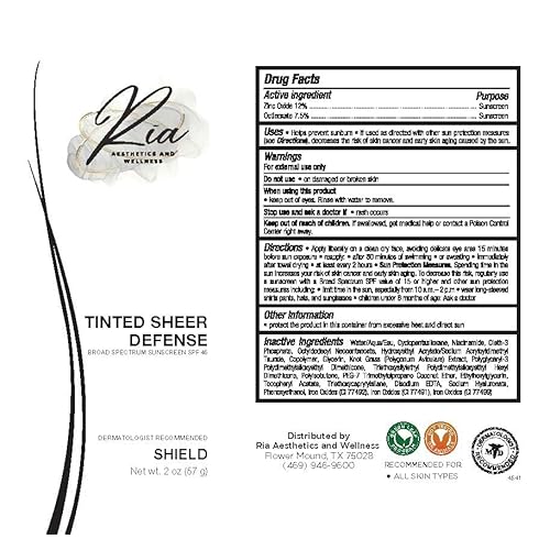 Ria Tinted Sheer Defense | Lightweight Oil-Free Tinted Moisturizer with SPF 46, Broad Spectrum Zinc Oxide Face Sunscreen & Skin Tint for Hydrating Daily Sun Protection, Made in USA