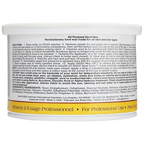 Gigi All Purpose Hard Wax for Hair Removal - DIY At-Home Waxing Kit for Face & Body, 14 Oz