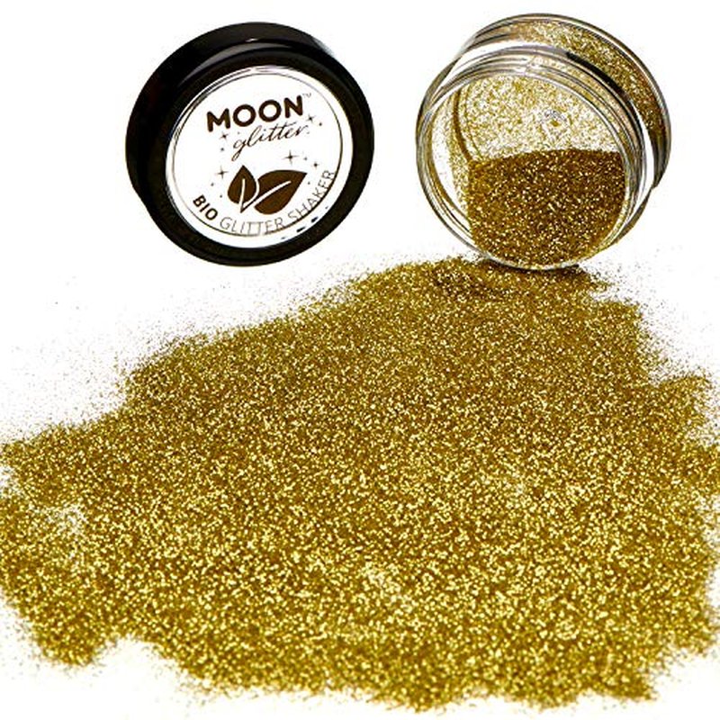 Biodegradable Eco Glitter Shakers by Moon Glitter - 100% Cosmetic Bio Glitter for Face, Body, Nails, Hair and Lips - 5g - Gold