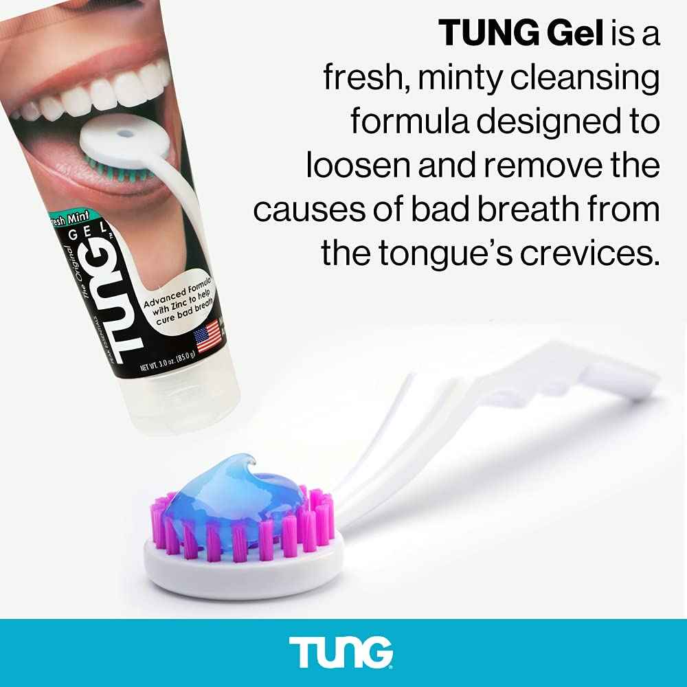 Tung Tongue Cleaning Kit, Tung Brush and Gel, Bad Breath Odor Eliminator, Halitosis Defense, USA Made (Set of 2)