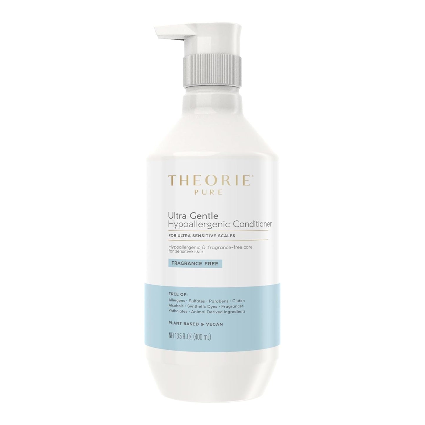 Ultra Gentle Hypoallergenic Conditioner - Vegan & Plant-Based, Fragrance-Free for Itchy Skin - 400mL Pump