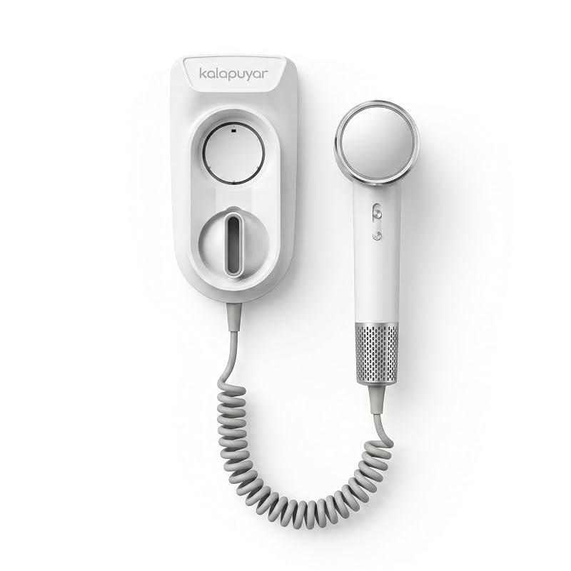 Wall-Mounted 1600W Hair Dryer with Negative Ionic Tech & Night Light