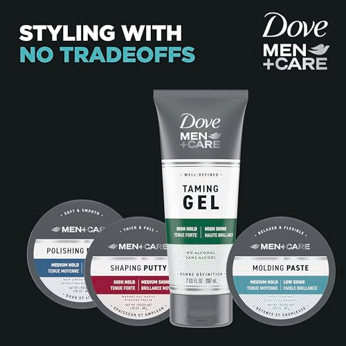 DOVE MEN + CARE Styling Aid 3 count Sculpting Hair Paste Hair Product for a Medium Hold Hair Styling for a Textured Look With A Matte Finish 1.75 oz