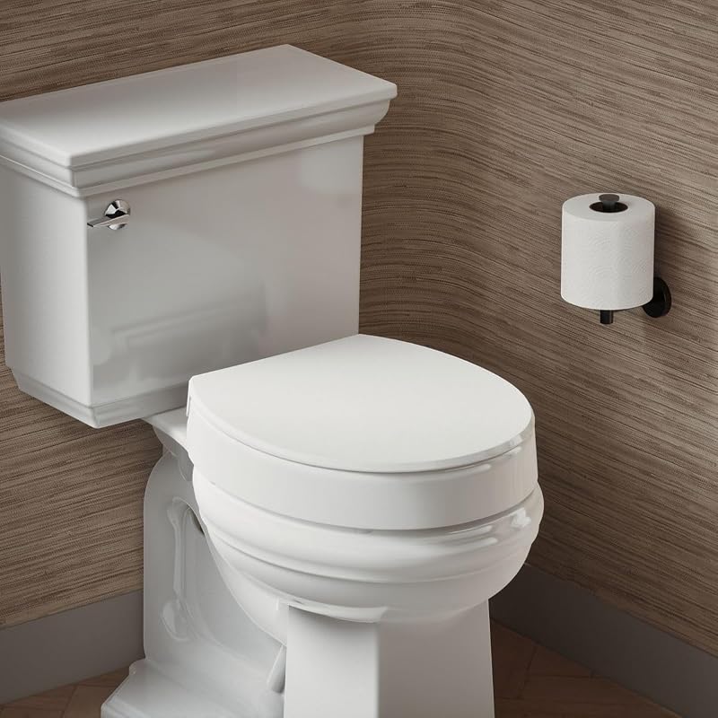 Kohler Hyten Elevated Quiet-Close Round Toilet Seat, 3-Inch Height, White, Pack of 2