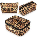 Leopard Print Makeup Bags Set - Waterproof Cosmetic & Toiletry Organizer
