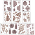 10 Pcs Henna Tattoo Kit Temporary Tattoo Adul Stickers Lace Pattern Fake Tattoos Henna Sticker for Women Girls DIY on Body Face Arms Legs Brown