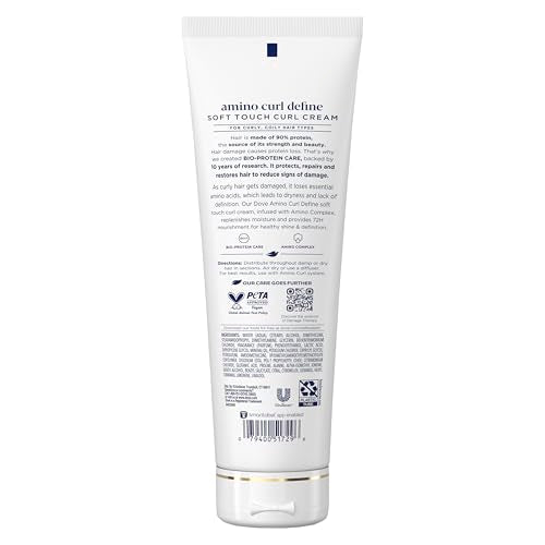 Dove Curl Cream Amino Curl for Curly, Coily Hair with Bio-Protein Care Technology + Amino Complex 8 Fl Oz