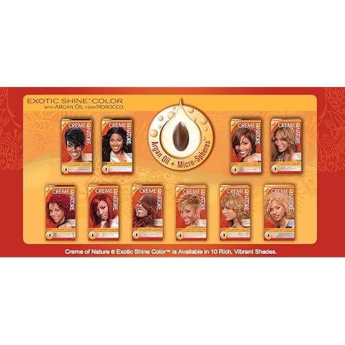 Exotic Shine Hair Color by Creme of Nature, 7.6 Intensive Red, with Argan Oil from Morocco, 1 Application
