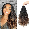 14 Inch Goddess Box Braids Crochet Hair with Curly Ends - Pack of 8, 1B-4-30