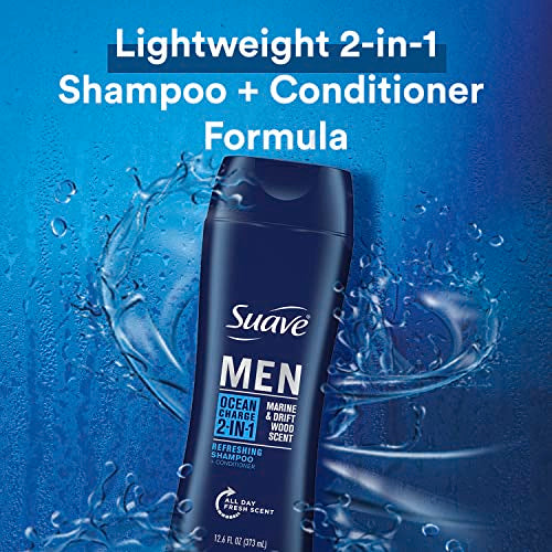 Suave Men 2 in 1 Shampoo and Conditioner Ocean Charge 12.6 oz, Pack of 6