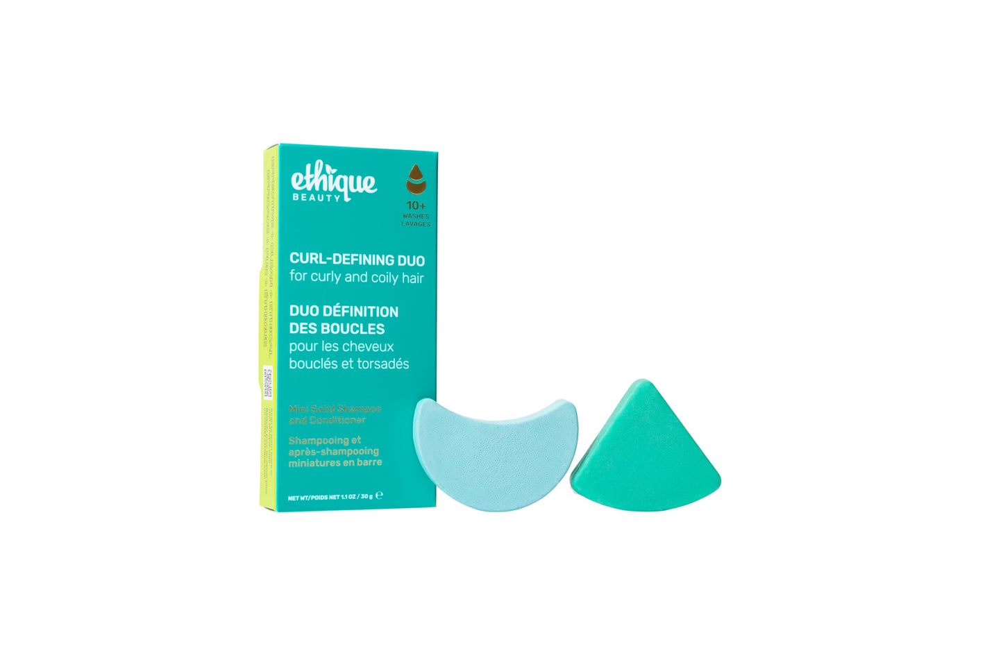 Ethique Beauty Mini Sampler Solid Shampoo & Conditioner Bar Set - Curl-Defining Shampoo & Conditioner with Shea Butter