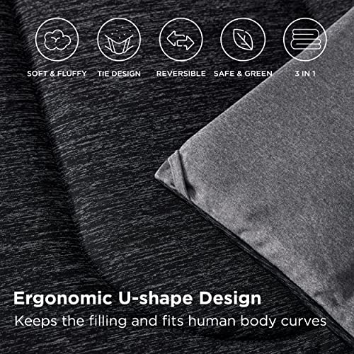 Bedsure King Size Reversible Comforter Set - Charcoal Black All-Season Bedding