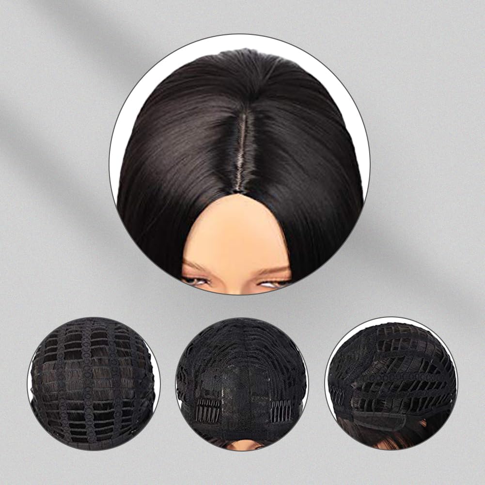 Ecibeny Short Straight Hair Black Bob Wig 10 Inch