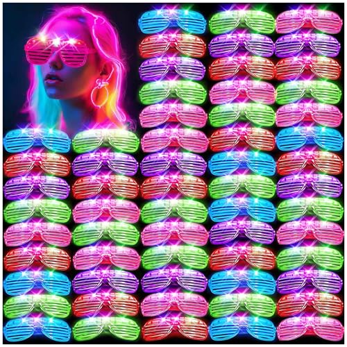 HONLYNE 105 Pack LED Glow in The Dark Glasses for Party, Halloween, Birthday, Rave