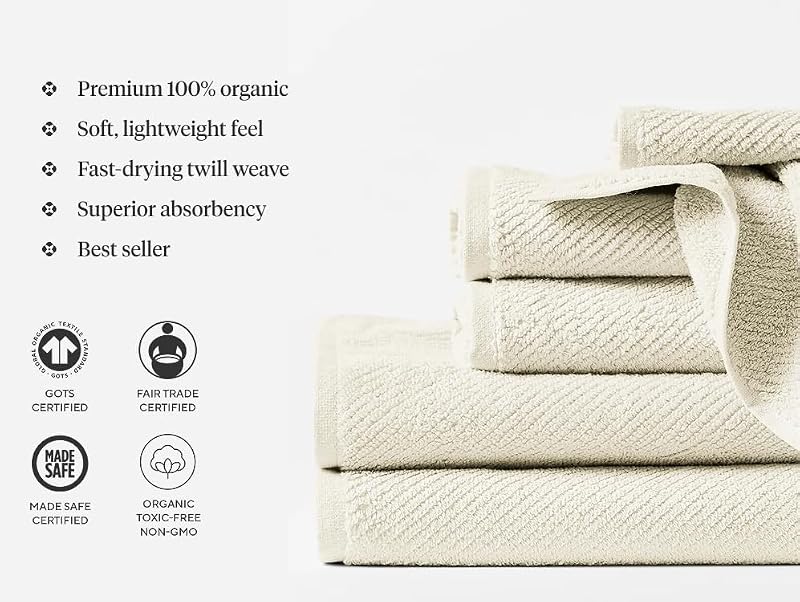 Coyuchi Organic Cotton Bath Sheet - Shadow 35" x 65" Natural & Plush
