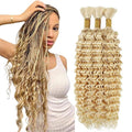Blonde Human Braiding Hair Extensions 18 Inch Boho Style - 3 Bundles #613