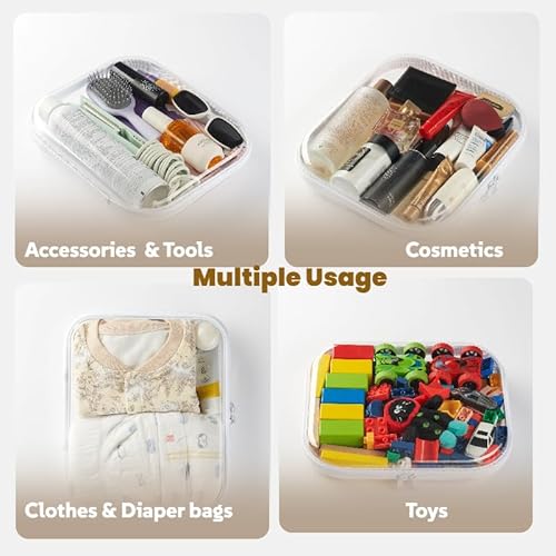 6-Pack Large Clear Hard Shell Zipper Pouches, Clear Zipper Bags, Hard Case Pouches for Purse & Diaper Bag Organizer,and Travel Essentials£¨6L£©