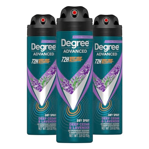Degree Men Deep Cedar & Lavender Antiperspirant Deodorant Dry Spray Pack of 3 - 3.8 oz each - Fragranced