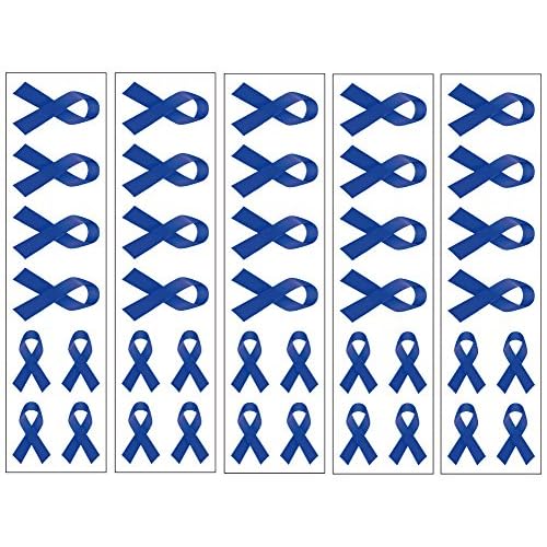 40 Dark Blue Ribbon Temporary Tattoos: Colon Cancer Awareness Tattoo