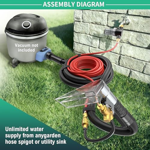 Fhyada Wet Vacuum Extractor Kit for Carpet & Auto Cleaning, 50ft Waterline
