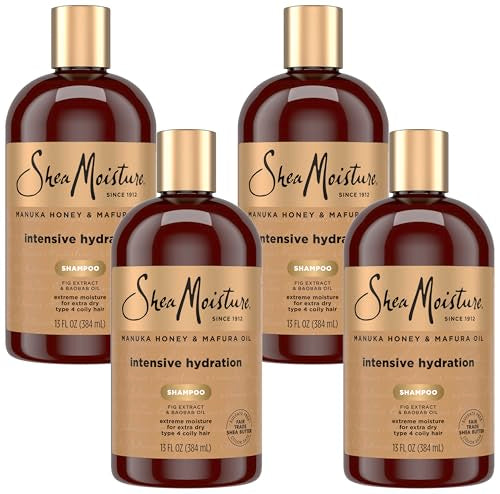 Shea Moisture Intensive Hydration Shampoo with Manuka Honey & Mafura Oil - 13 oz Pack of 4 - For Dry Damaged Hair
