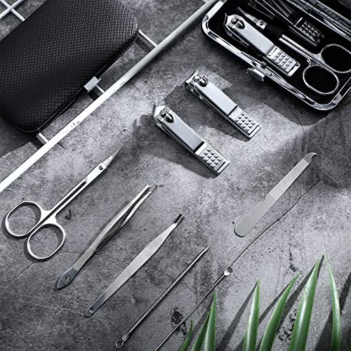 Lasnten 24-Piece Nail Clipper Set, 8-in-1 Black Manicure & Pedicure Kit