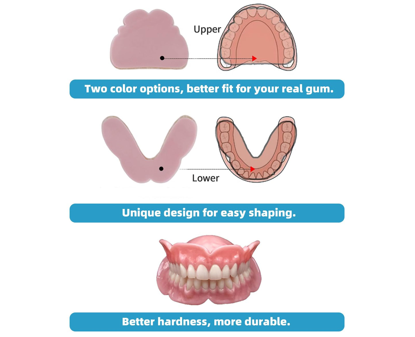 DENTUREWAY DIY Denture Kit with Impression(2 Sets of False Teeth),Do-It-Yourself Denture Solution,DIY Partial Denture kit, DIY Denture (Nature)