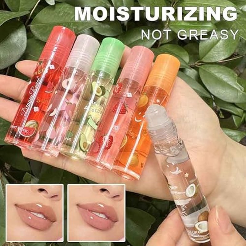 6 Pcs Fruit Lip Oil, KTouler Hydrating Lip Glow Oil Lip Gloss, Long-lasting Nourishing Moisturizer Lipstick Set
