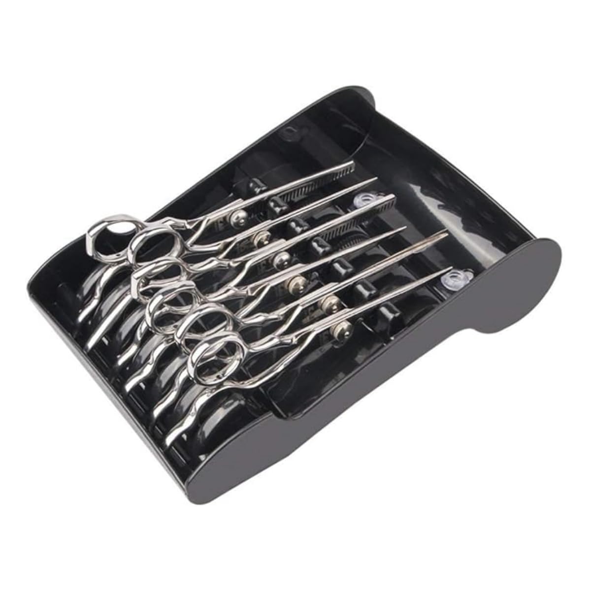 Tujuna Professional Salon Holder Racks Barber Shop Shears Stand Organizer Storage Tray, ABS Scissors Storage Tray Available for 6 Scissors (Black)