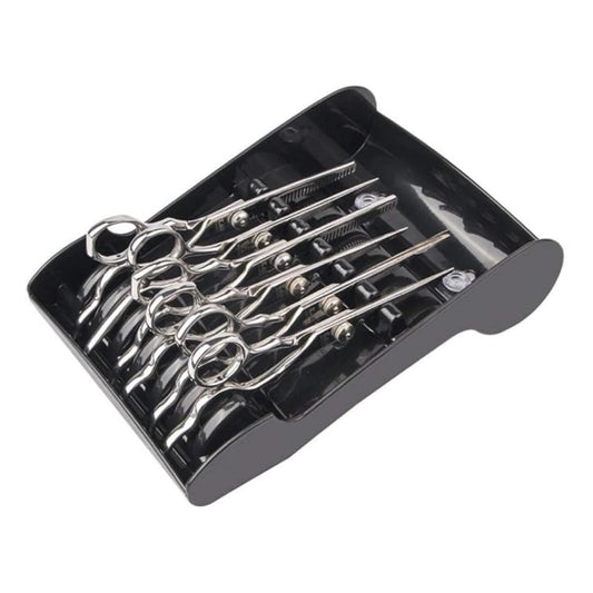 Tujuna Professional Salon Holder Racks Barber Shop Shears Stand Organizer Storage Tray, ABS Scissors Storage Tray Available for 6 Scissors (Black)