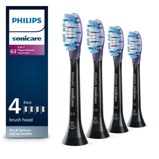 Philips Sonicare Genuine G3 Premium Gum Care Replacement Toothbrush Heads, Black, HX9054/95