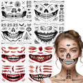 Halloween Makeup Temporary Halloween Tattoos Stickers Prank Chucky Witch Fake Face Decals Zombie Makeup Scar Skeletons Cosplay Tattoos DIY Eye Women Adult Mouth Clown Makeup Kit Party