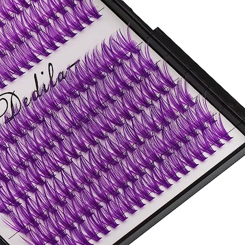 12Rows 40D Purple Color Individual False Eyelashes Large tray 240 Clusters 3D Volume Eyelashes Extensions Thickness 0.07mm D Curl Makeup Colorful Eye Lashes Cluster Beauty Tools (16mm)