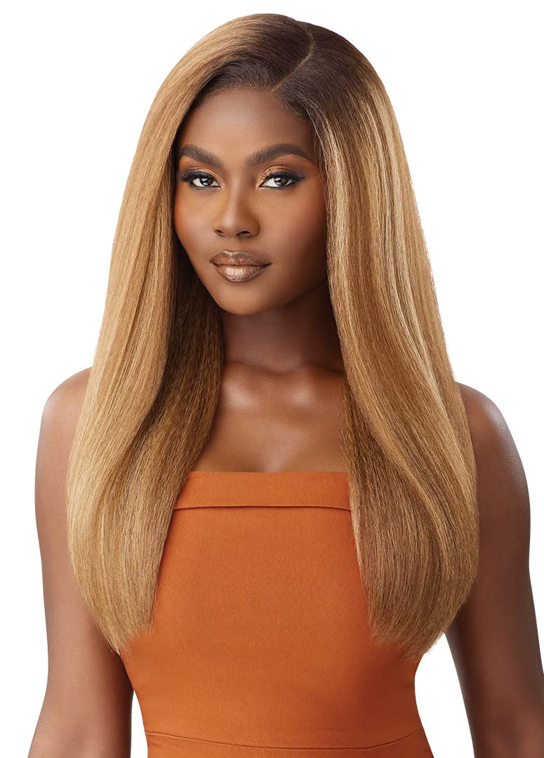 Outre 5x5 Lace Closure Wig - Human Hair Blend Kinky Straight 24" Dark Brown 2