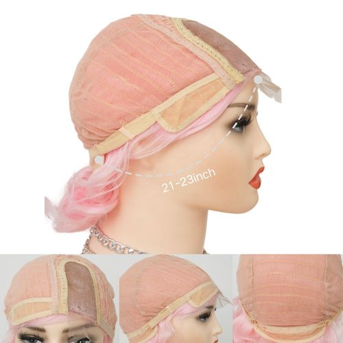 Salaibs Pink Finger Wave Wigs for Women 1920s Wig Synthetic Heat Resistant Wigs Lace Front Cosplay Halloween Wig