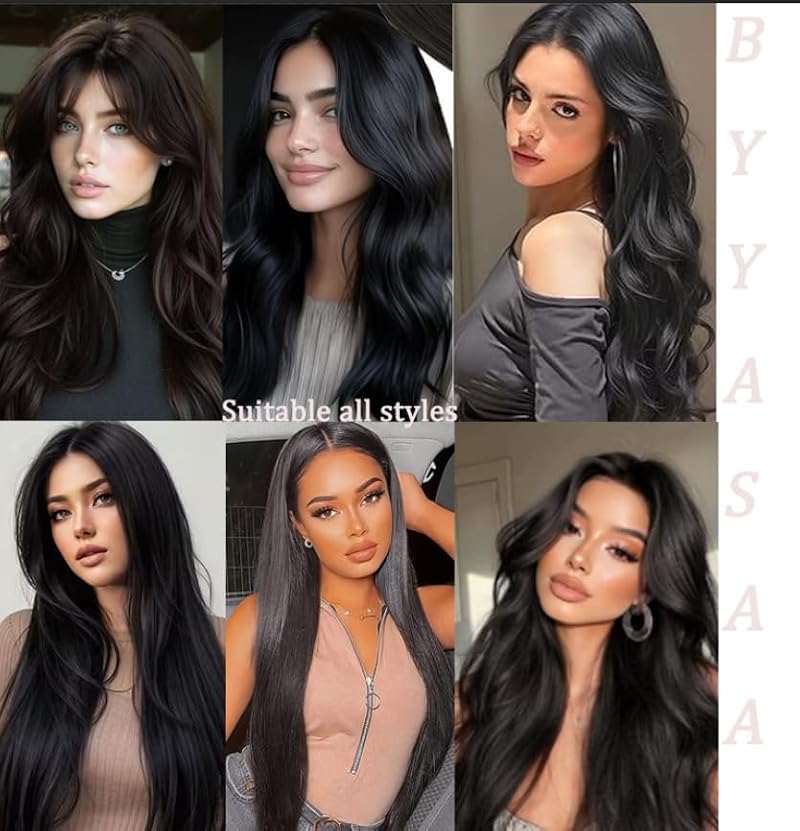 BYYASAA Natural Black Tape-In Human Hair Extensions 14 Inch 20 Pieces