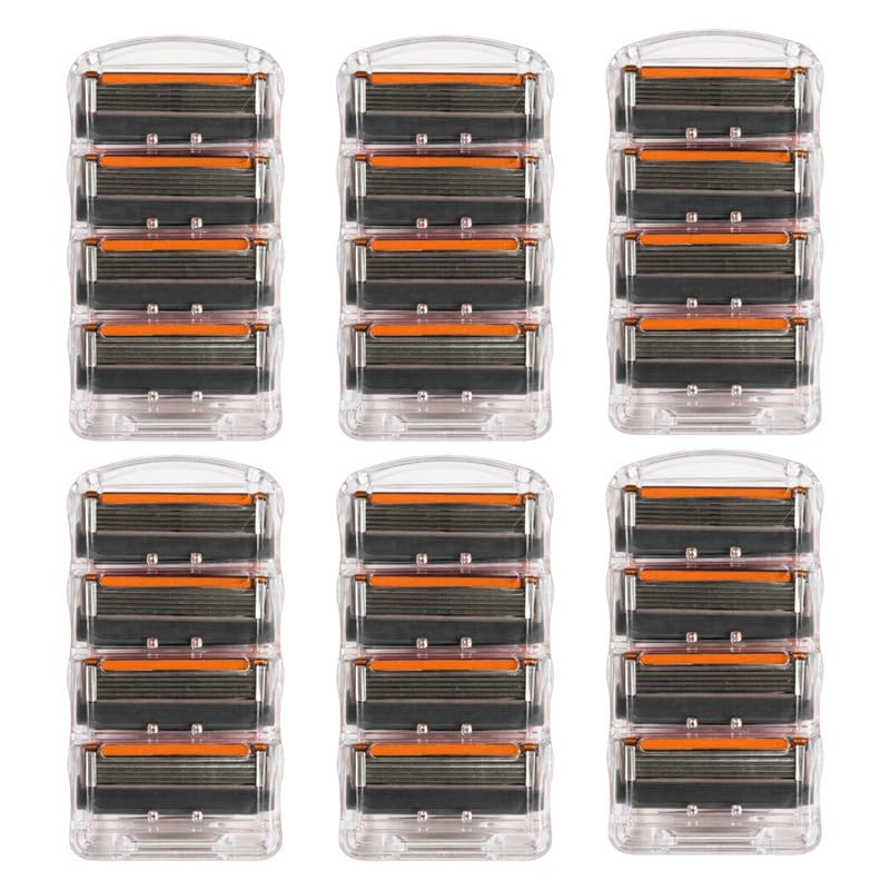 Black 24 Pack Razor Blades for Men 5 Layer Compatibility with GF5 & Trimmer