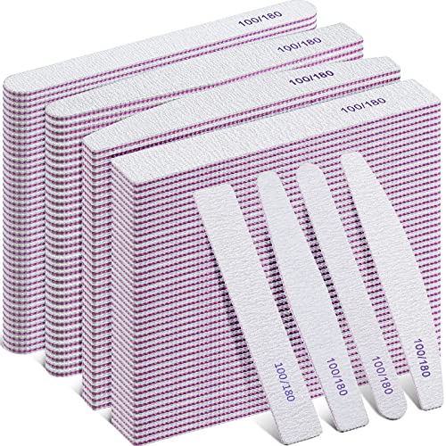 200 Pcs Nail Files Bulk Set 4 Styles Double Sided 100/180 Grit Manicure Tools