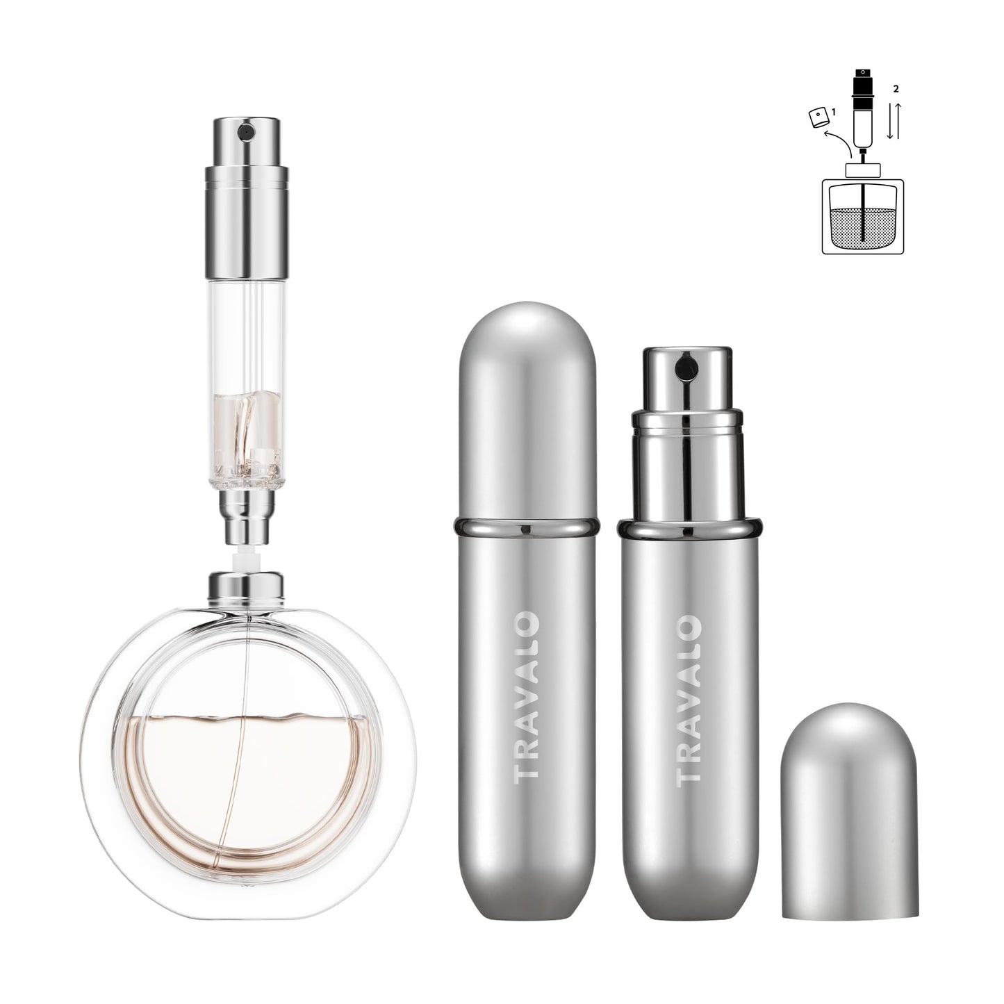 TO TRAVALO NEW CLASSIC Refillable Perfume Atomizer, Bottom Filling Fragrances Perfume Bottle, Mini Cologne Dispenser, Travel sized (SILVER)