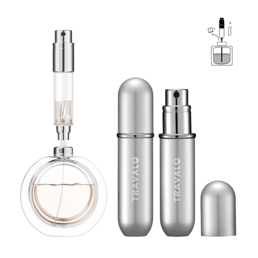 TO TRAVALO NEW CLASSIC Refillable Perfume Atomizer, Bottom Filling Fragrances Perfume Bottle, Mini Cologne Dispenser, Travel sized (SILVER)