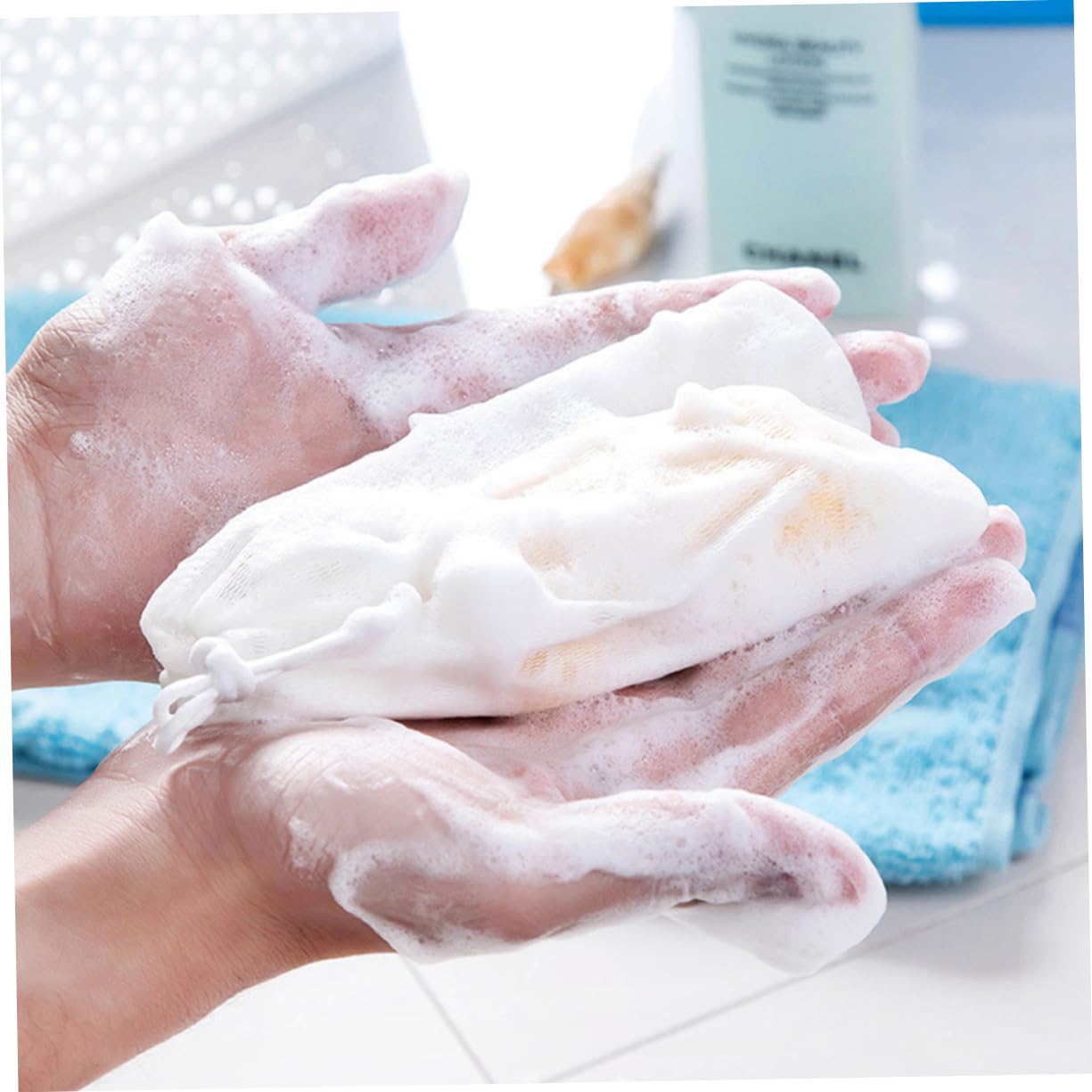 Ipetboom 10pcs Foaming Mesh Soap Pouch Net Lathering Net Face Wash Safe and Comfortable Touch