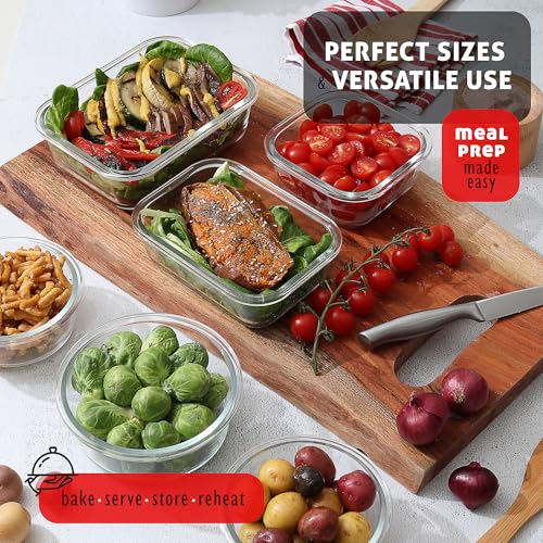 Nestl 48-Piece Glass Food Storage Containers Set with Airtight Lids - Black, 24 Pack