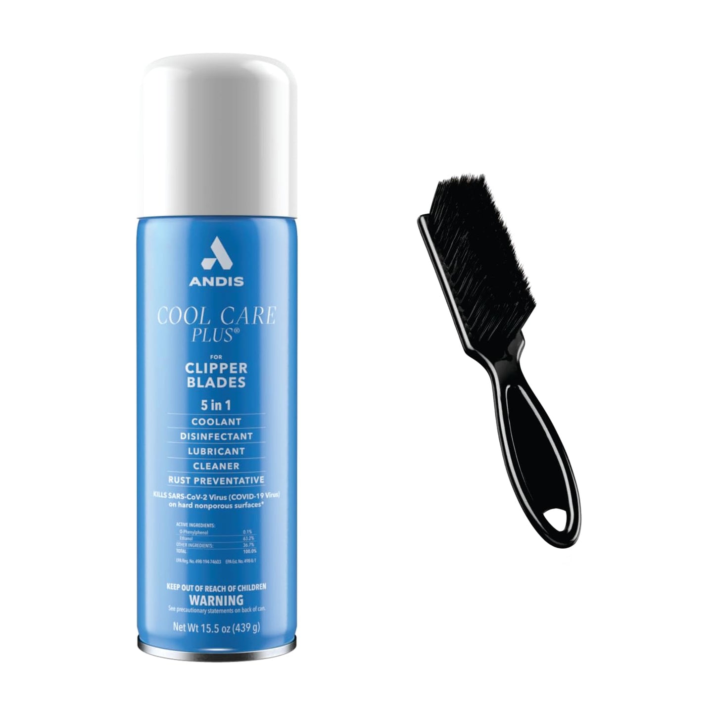 ANDIS Cool Care Plus Spray for Clipper Blades, 15.5 Oz. With Clipper Cleaning Brush