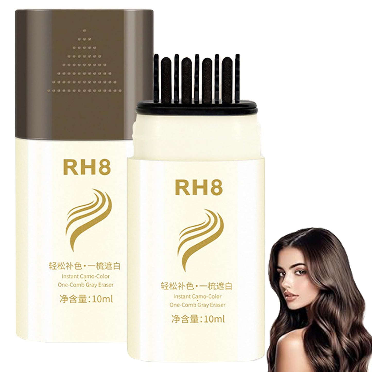 2-in-1 Hair Color Stick & Comb, Long Lasting Hair Color Stick, Waterproof, Sweat-Proof, White Hair Concealer Sticks for Women & Men (Coffee)