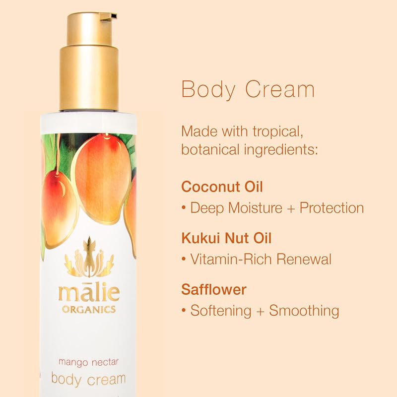 Hydrating Body Cream with Mango Nectar (7.5 Fl Oz) - Soothing Organic Lotion