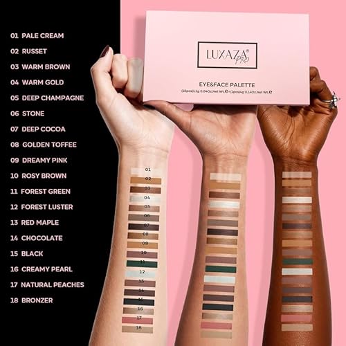 5-in-1 Backed Eyeshadow Makeup Palette with Blush Bronzer Highlighter, Natural Nude Eye Shadow Palettes 18 Colors Matte Shimmer Glitter Tone Long Lasting Smudge-Proof, Ideal Gifts for Women