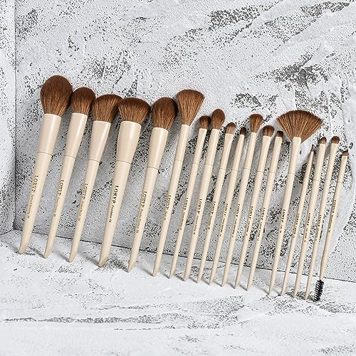 LORYP 18Pcs Vegan Makeup Brushes Set with Travel Case – Khaki