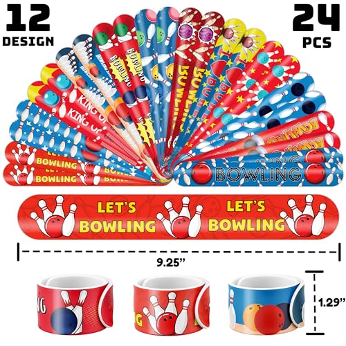 48 PCS Bowling Party Set: 24 PCS Temporary Tattoos & 24 PCS Slap Bracelets - Fun Bowling-Themed Gifts for Kids, Girls and Boys, Birthday Parties, Baby Showers, Classroom Rewards & Sports Events