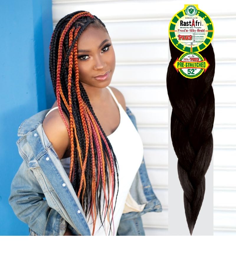 Off Black Silky Braiding Hair 24” Pre-Stretched 5 Pack - Natural Look & Easy to Install