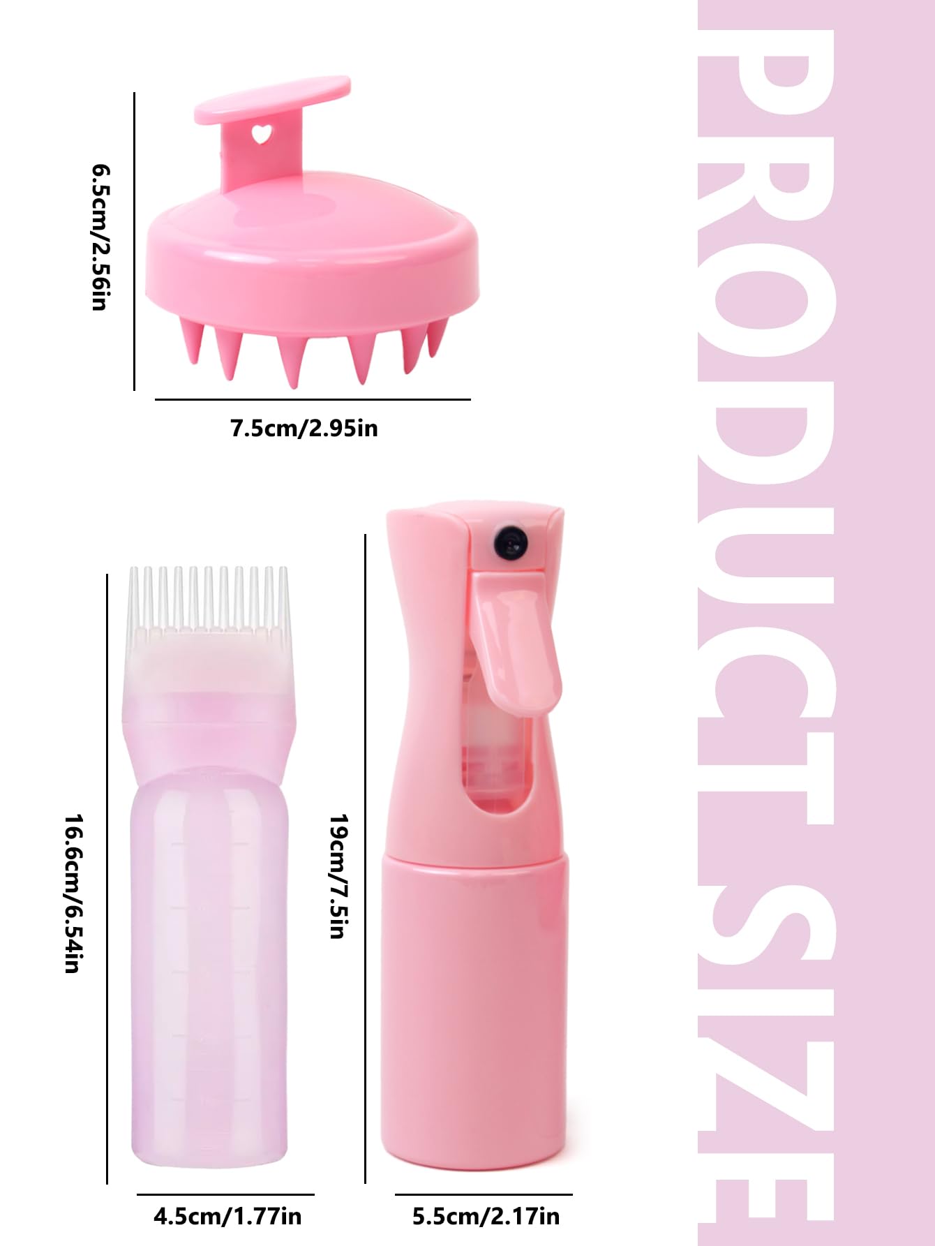 Hair Scalp Brush Continuous Spray Bottle Hair Oil Applicator Bottle for Hairstyling (Pink)